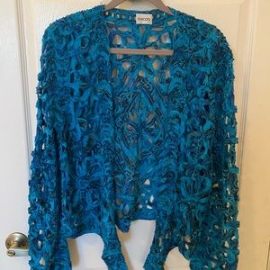 Turquoise blue knitted cardigan